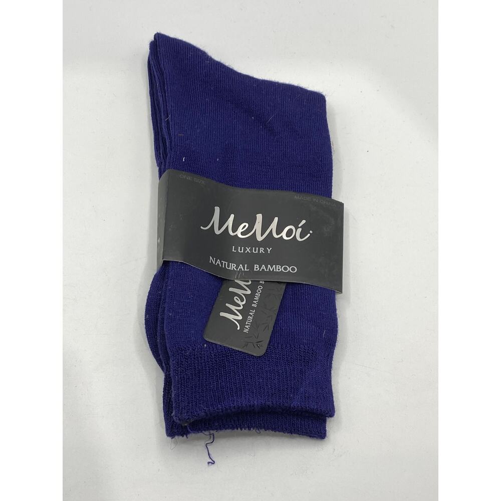 MEMOI Women's Violet Impressions Knit Natural Blend Bamboo Crew Socks SZ OS